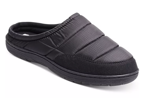 Haggar Men's Puffer Clog Slipper, Black, 8-9 Medium