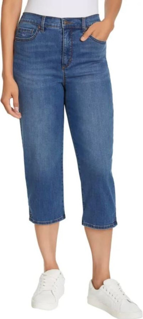 Gloria Vanderbilt Women's Amanda High Waisted 5-Pocket Capri Pant, Blue, 4