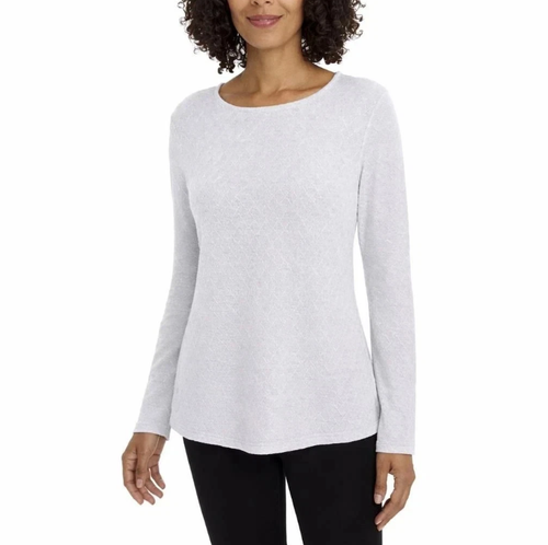 Mario Serrani Women's Textured Long Sleeve Top, Gray, X-Large