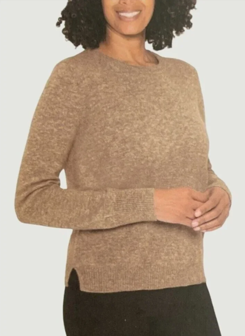Mario Serrani Women's Cashmere Sweater, Crew Neck, Tan, Large