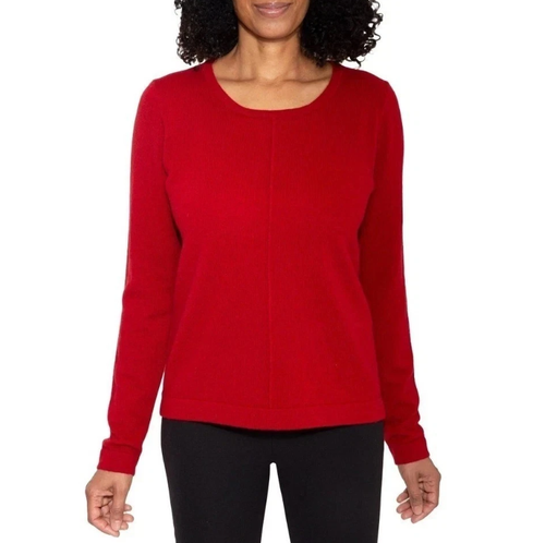 Mario Serrani Women's Textured Long Sleeve Top, Red, Large
