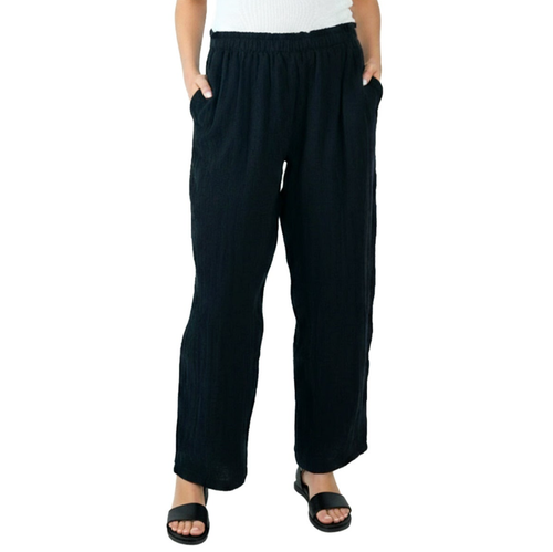 Coldwater Creek Women's Cotton Gauze Pant, Black, 2X-Large