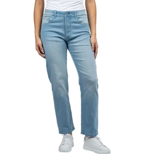 Jach's Girlfriend Women's Knit Denim Straight Leg Jeans, Light Blue, 12