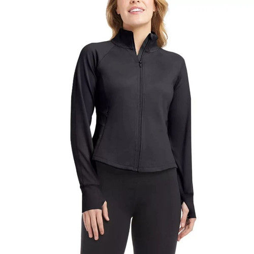 Jockey Women's Satin Stitch Yoga Jacket, Black Salt, 2X