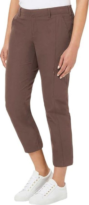 Kirkland Signature Women's Elastic Waistband Travel utility Pant, Brown, 2