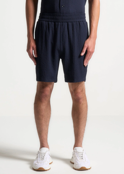 JACHS New York Men's Seersucker Pull On Short, Navy, 2X-Large