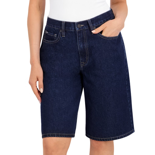 DKNY Jeans Women's Mid-Rise Denim Shorts, Dark Blue, 14