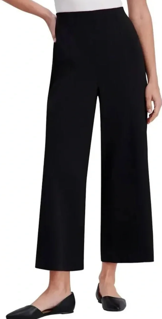 Kenneth Cole Women's High Rise Wide Crop Pants, Black, Medium