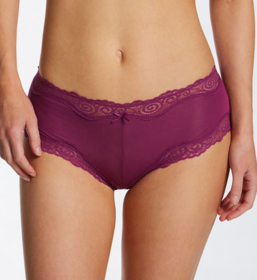 Maidenform Women's Scalloped Lace Trim Cheeky Hipster Underwear, Purple, Large
