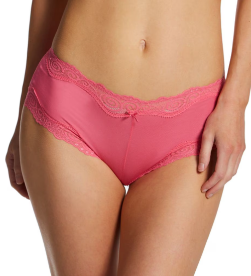 Maidenform Women's Scalloped Lace Trim Cheeky Hipster Underwear, Fuchsia, Small