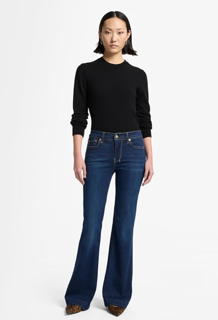 7 for All Mankind Women's Dojo Tailorless Flare Trouser Jeans, Tried & True, 28