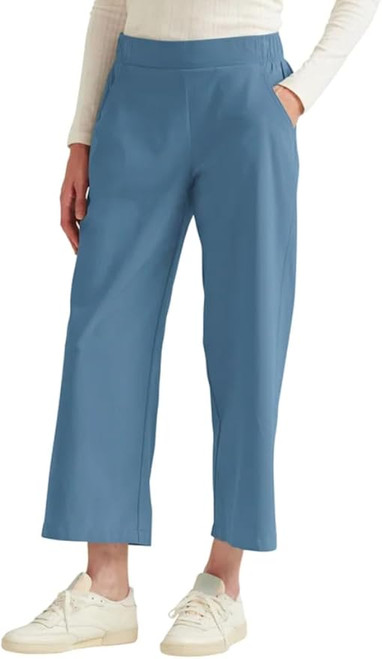Eddie Bauer Women's Traveler Wide Leg Crop Pant, Blue, Large