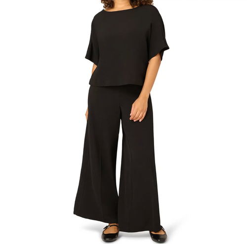 Adrianna Papell Women's Airflow 2 Piece Set, Black, Large