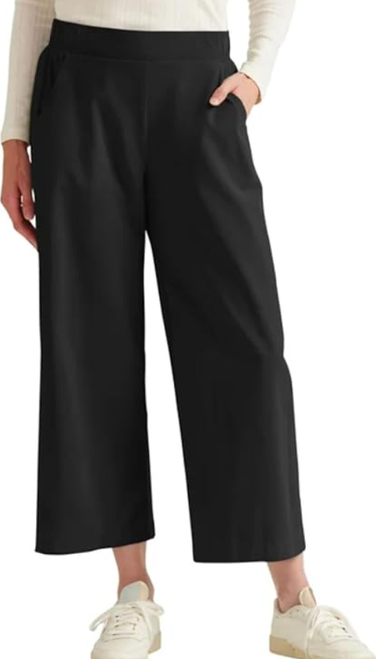 Eddie Bauer Women's Traveler Wide Leg Crop Pant, Black, Large