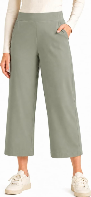 Eddie Bauer Women's Traveler Wide Leg Crop Pant, Green, X-Small