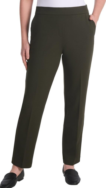 Hilary Radley Women's Classic Stretch Crepe Pants, Green, 2X