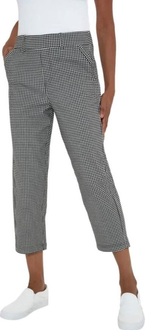 Mario Serrani Women's Slim Fit Pull On Capri Pant, Black Gingham, X-Large