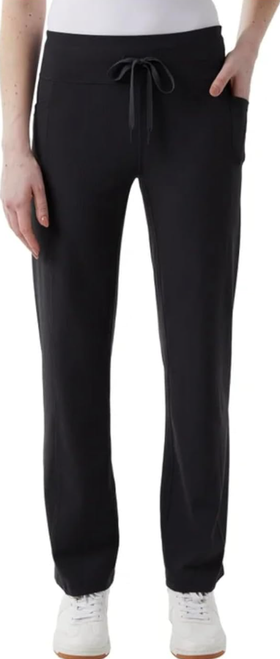 32 Degrees Cool Women's Stretch Straight Leg Ribbed Pant, Black, 2X-Large