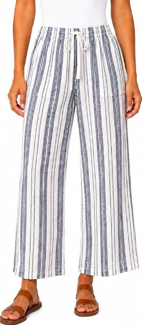 Roxy Women's Linen Blend Pull On Crop Pant, Blue, Small