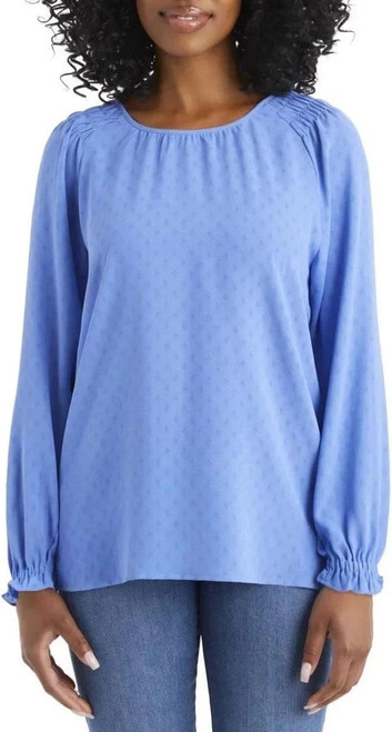 Jessica Simpson Women's Textured Polyester Blouse with Long Blouson Sleeves, Small
