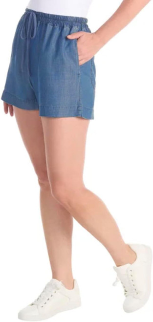 Hilary Radley Women's Pull-On Tencel Short with Pockets, Blue, Medium