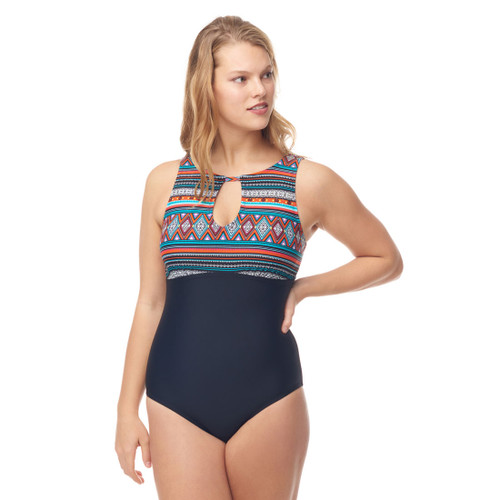 Sea & Sand Beachwear Deep V One Piece Bathing Suit