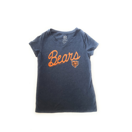 NFL Football Chicago Bears Girl's V-Neck T-Shirt, Blue, L/G 10-12