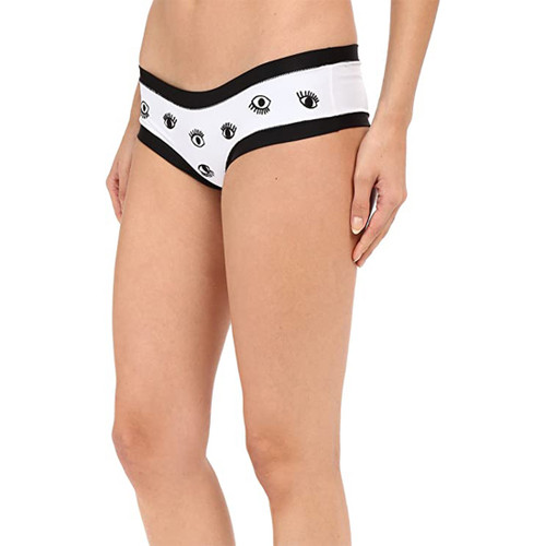 Lolli Women's Boyfriend Cheeky Boy Brief Bikini Bottom, Ojos Blanco, X-Small