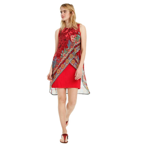 Desigual Multilayer Floral Monique Dress, Red Multi, 38