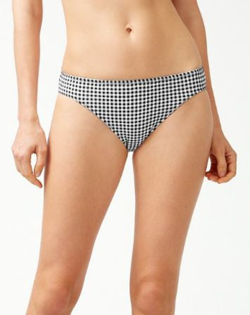 Tommy Bahama Gingham Reversible Hipster Bikini Bottoms, Black/White, X-Large