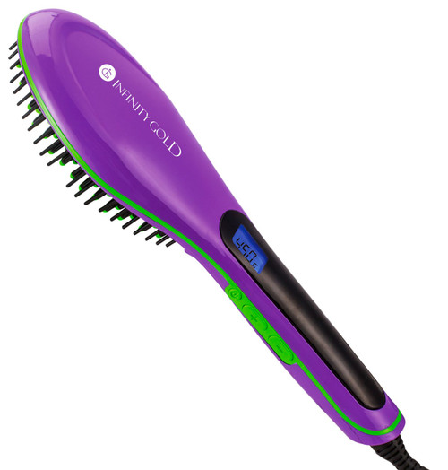 Ceramic Infrared LED Straightening Hair Brush Purple Infinity Gold 75w