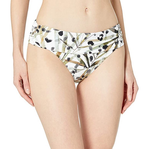 Kenneth Cole New York Shirred Band Swimsuit Bottom, Sand/Jungle Fever, Small