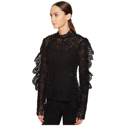 Preen by Thornton Bregazzi Women's Black Lace Organza Top, Small