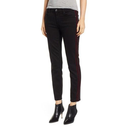 7 For All Mankind High Waist Ankle Skinny Jeans, Black/Burgundy, 30