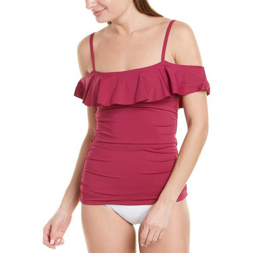 Tommy Bahama Pearl Flounced Tankini Top, Cabernet Crush, Small