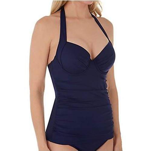 Tommy Bahama Pearl Solids Underwire Tankini Top, Navy, Small C-Cup