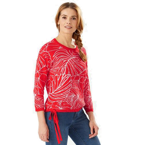 Tommy Bahama Island Bloom Jacquard Tie Sweater, Poppy Red, S