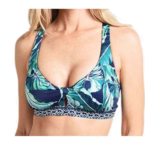 Tommy Bahama Active Reversible Twist Front Bra Top, Mare Navy, Medium