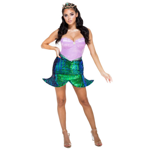 Melonhopper Sea Queen Mermaid Costume, Under The Sea Green, L