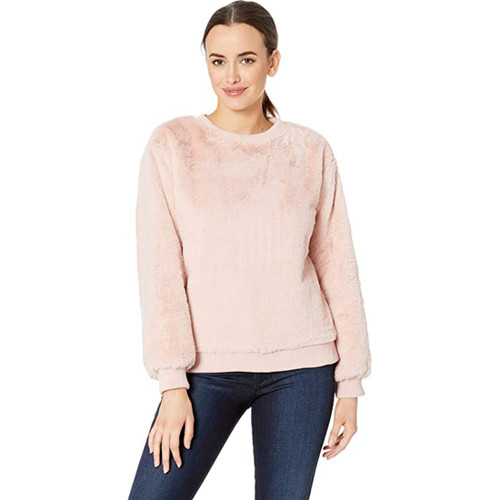 Vince Camuto Faux Fur Rib Hem Sweatshirt, Dusty Blush, XS (US 2)