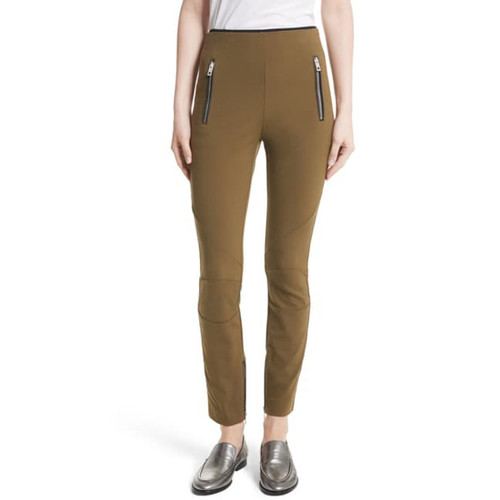 Rag & Bone Collier Cotton Blend Crop Pants, Olive, 8