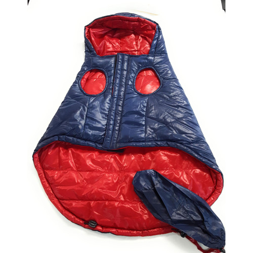G.H. Bass & Co. Reversible Packable Dog Coat, Navy/Red, Medium