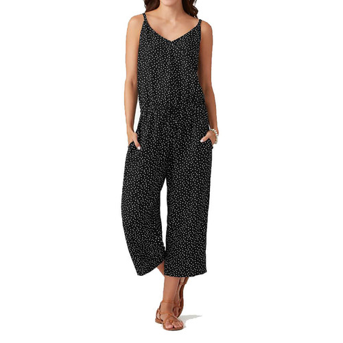 Tommy Bahama Sea Swell Cropped Jumpsuit Coverup, Black, Small