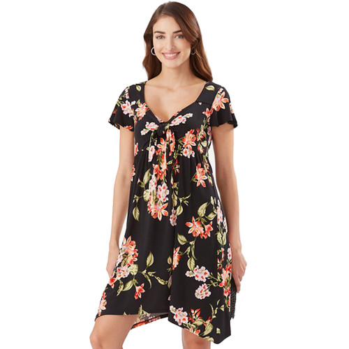 Tommy Bahama Petal Of Honor Cap-Sleeve Dress, Black, Small