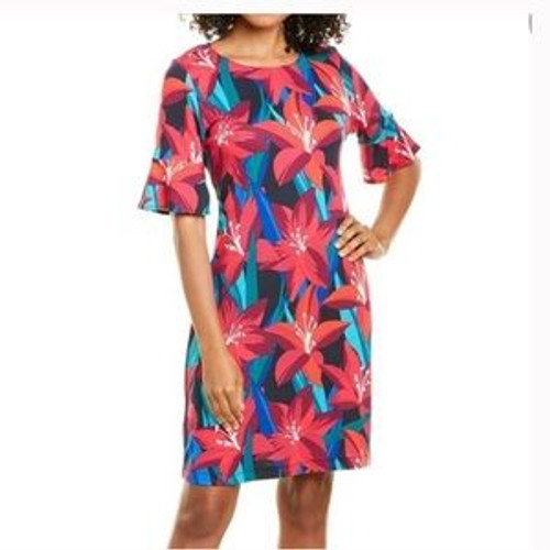 Tommy Bahama Women's Petal Perfect Short Sleeve Dress, Multi, Small