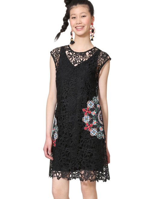 Desigual Women's Malpaso Lace Dress, Black, 38