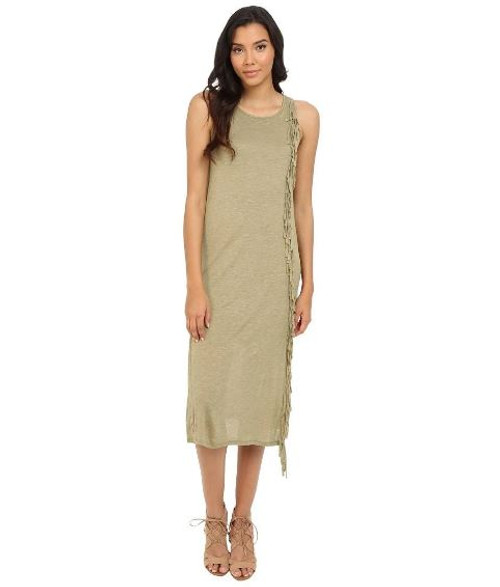 Kensie Women's Fringed A-line Midi Dress, Sage, Medium