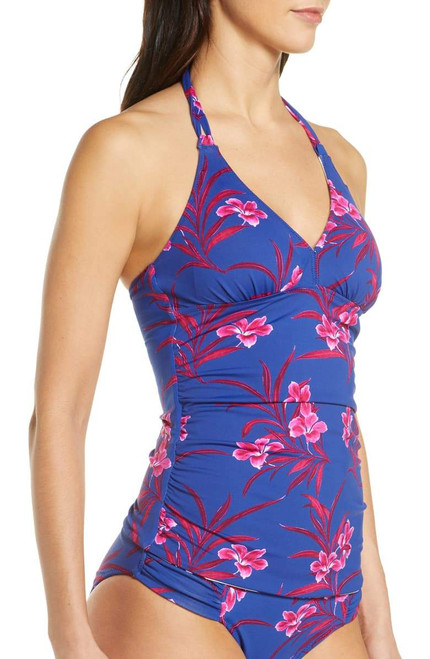 Tommy Bahama Blue Saphire Oasis Blossom Reversible Halter Tankini Top, XS