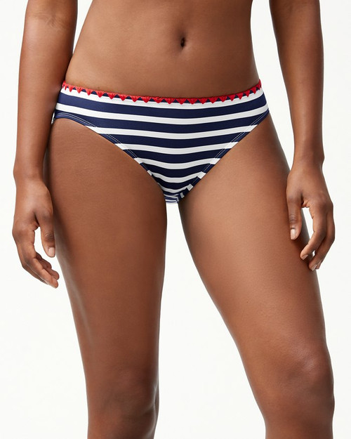 Tommy Bahama Breton Stripe Hipster Bikini Bottoms, Mare Navy/White, Small