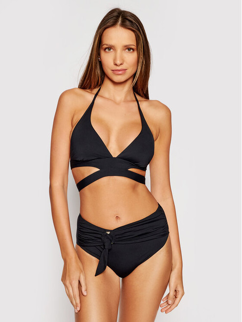 Seafolly Women's Standard Wide Side Bikini Bottom Swimsuit with Sash Belt, Active Black, 8 US